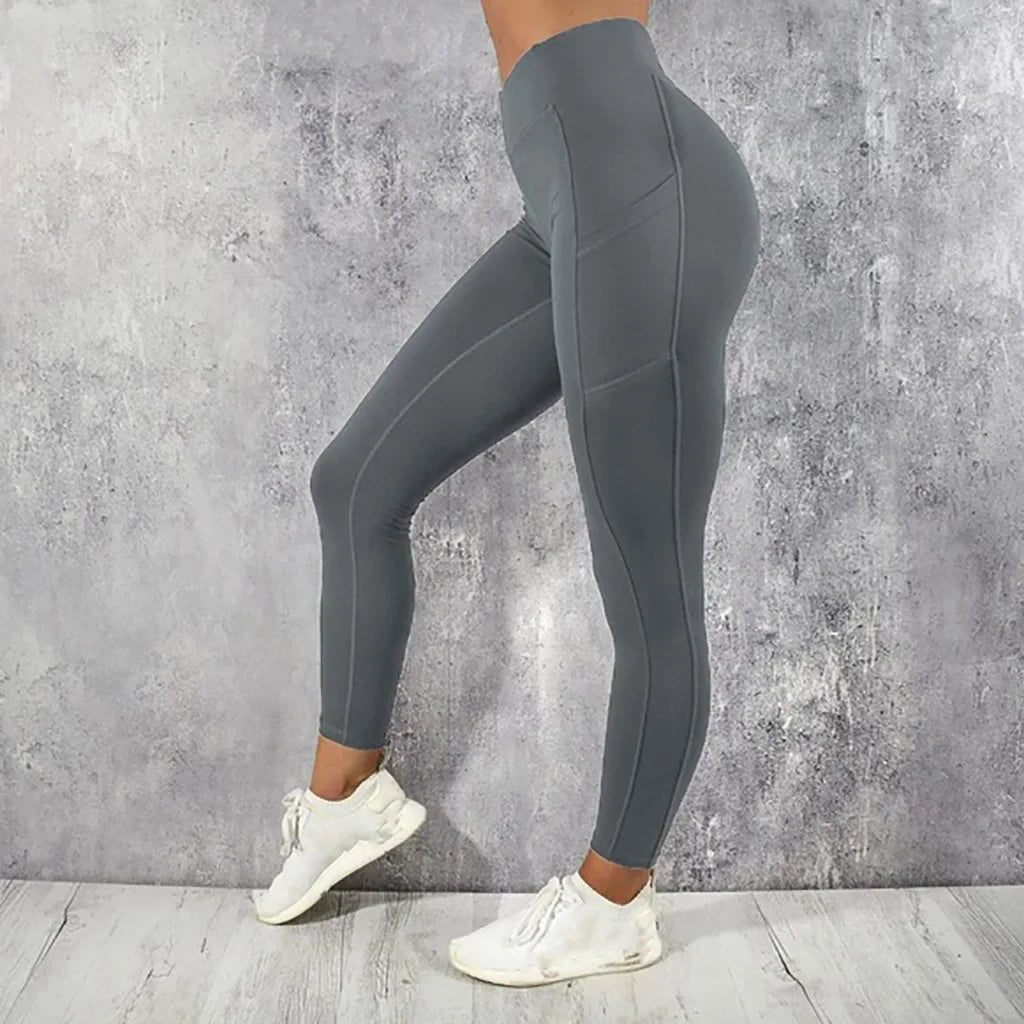 Yoga Leggings Dam - Hög Midja med Ficka & Push-Up Effekt