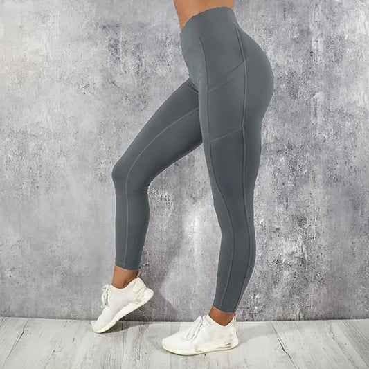 Yoga Leggings Dam - Hög Midja med Ficka & Push-Up Effekt