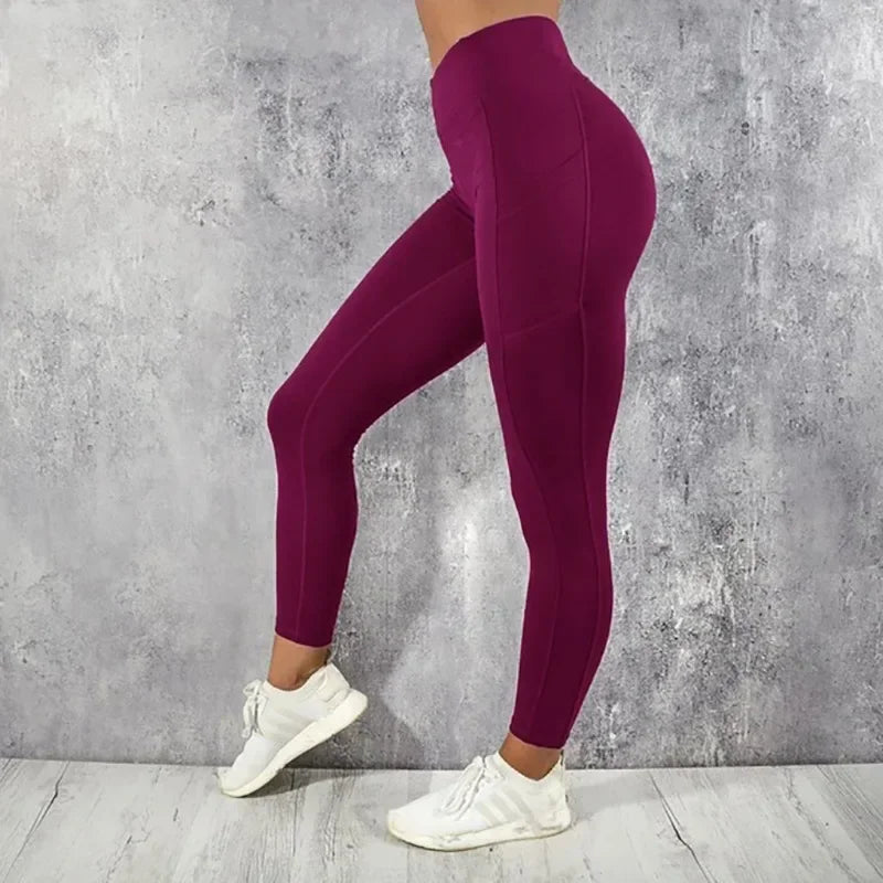Yoga Leggings Dam - Hög Midja med Ficka & Push-Up Effekt