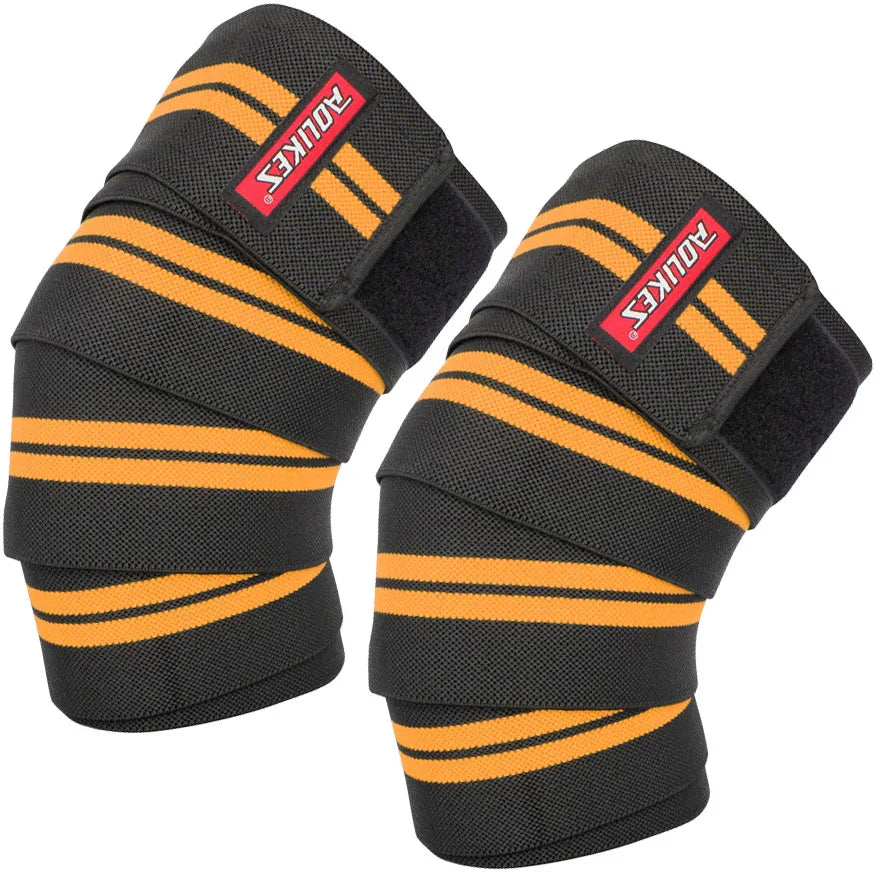 AOLIKES knälindor svart orange för styrketräning och powerlifting